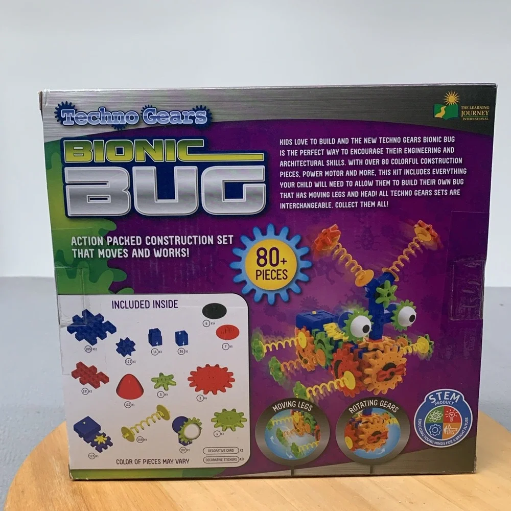 Techno Gears Bionic Bug Construction Set Moves 80 Pcs Age 6+ Learning Kids NEW